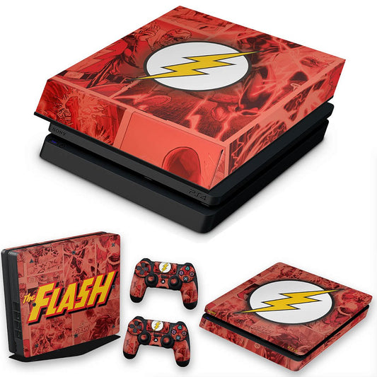 KIT Capa Anti Poeira e Skin Anti-Rage PS4 Slim - The Flash Comics