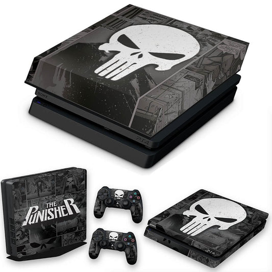 KIT Capa Anti Poeira e Skin Anti-Rage PS4 Slim - The Punisher Justiceiro Comics