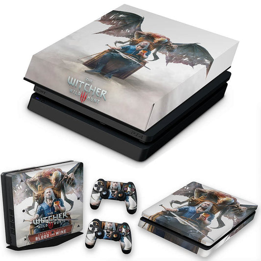 KIT Capa Anti Poeira e Skin Anti-Rage PS4 Slim - The Witcher 3: Wild Hunt - Blood And Wine