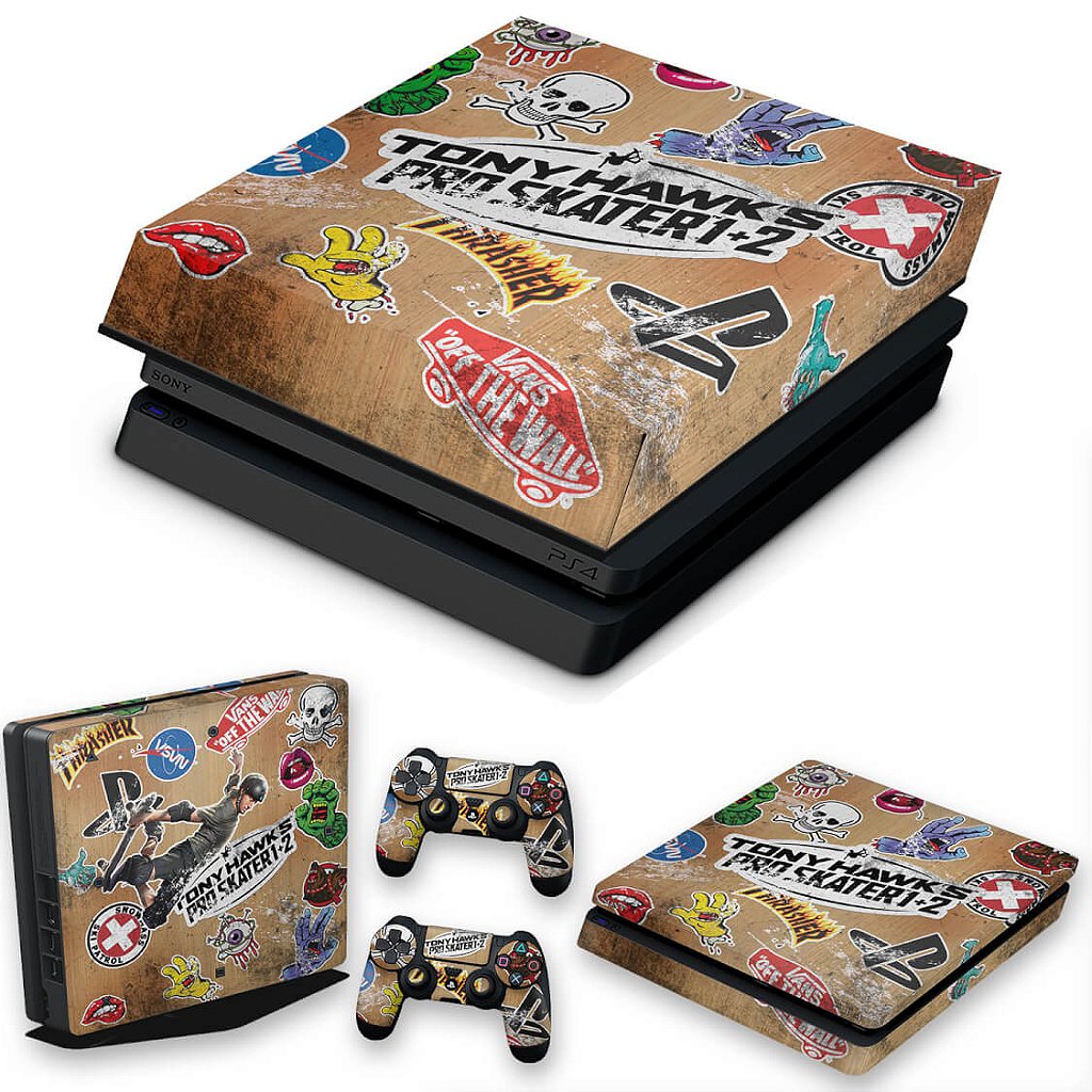 KIT Capa Anti Poeira e Skin Anti-Rage PS4 Slim - Tony Hawk's Pro Skater