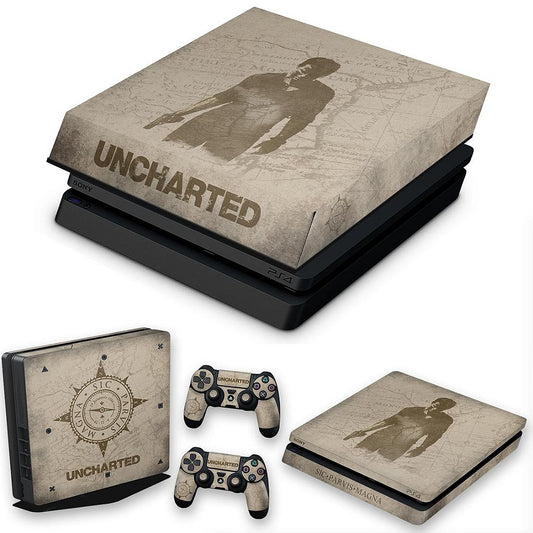 KIT Capa Anti Poeira e Skin Anti-Rage PS4 Slim - Uncharted
