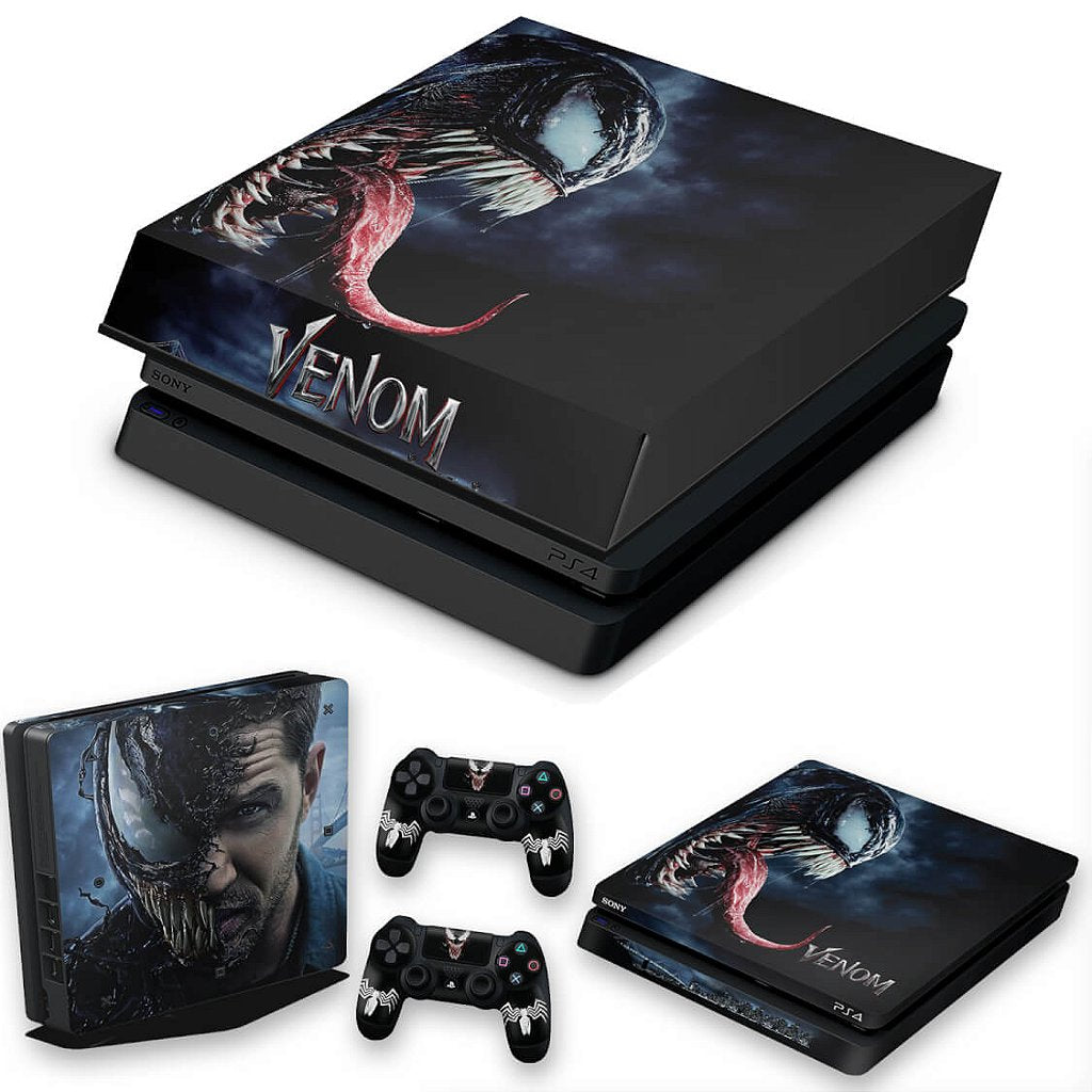 KIT Capa Anti Poeira e Skin Anti-Rage PS4 Slim - Venom
