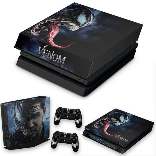 KIT Capa Anti Poeira e Skin Anti-Rage PS4 Slim - Venom