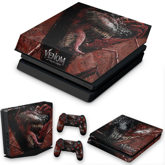 KIT Capa Anti Poeira e Skin Anti-Rage PS4 Slim - Venom Tempo de Carnificina