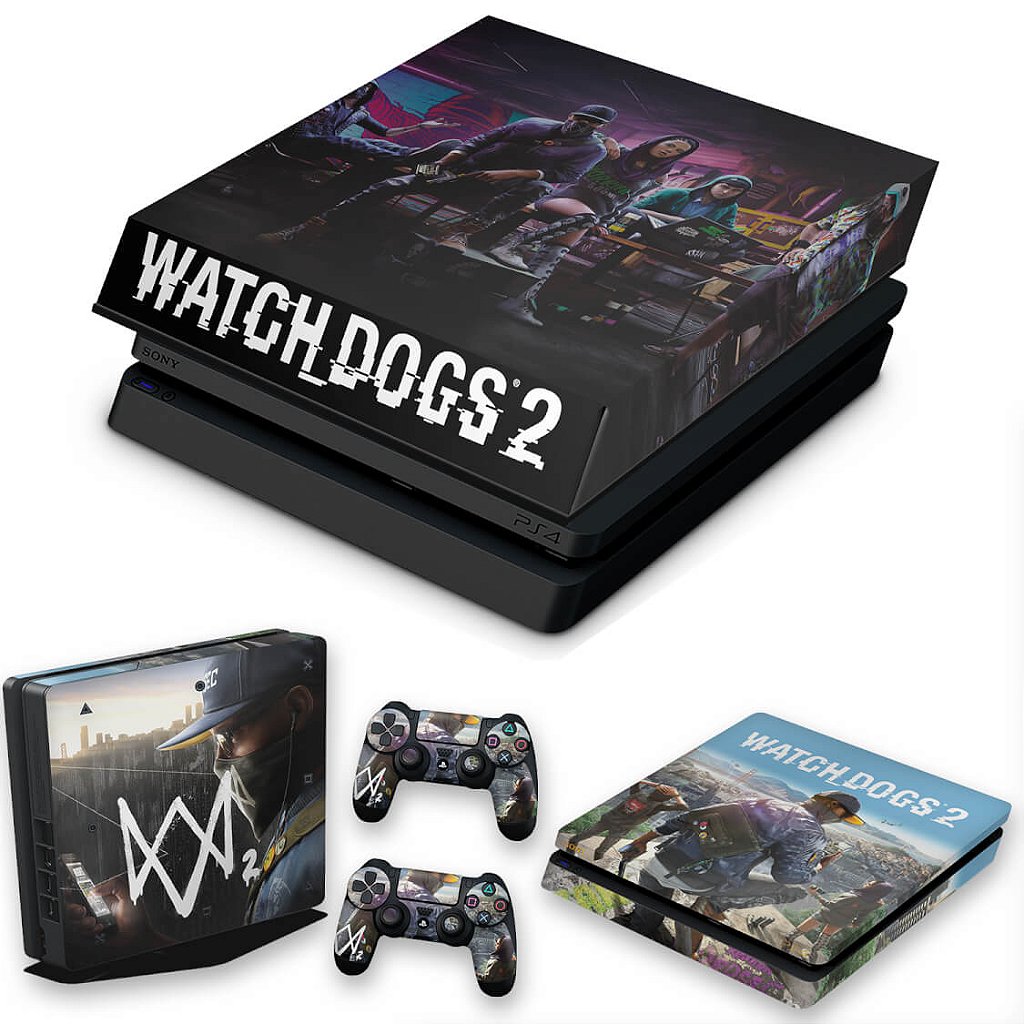 KIT Capa Anti Poeira e Skin Anti-Rage PS4 Slim - Watch Dogs 2