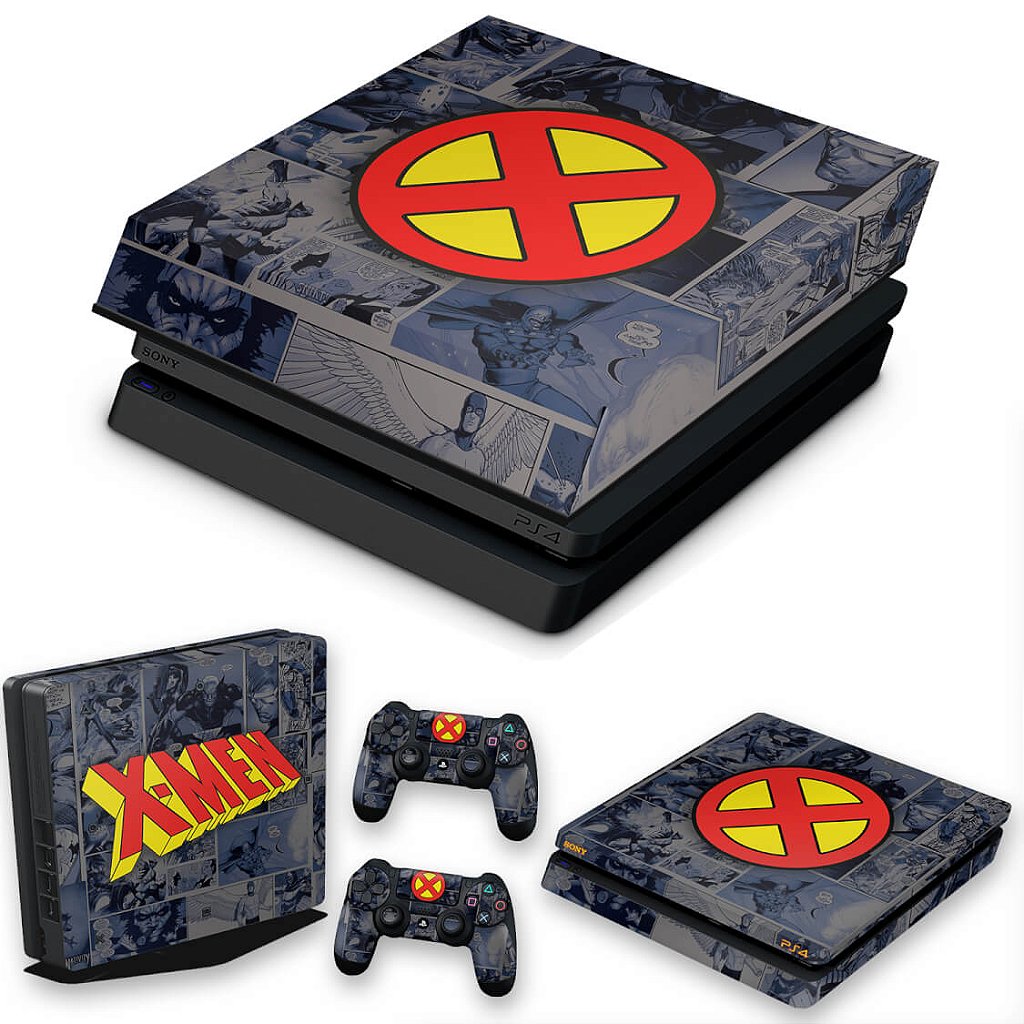 KIT Capa Anti Poeira e Skin Anti-Rage PS4 Slim - X-Men Comics