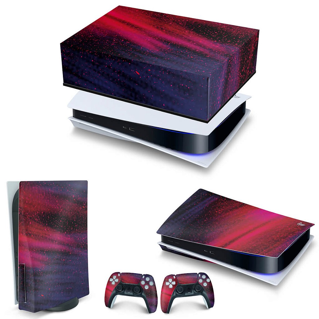 KIT Capa Anti Poeira e Skin Anti-Rage PS5 Fat Horizontal - Abstrato #101 - Pop Arte Skins