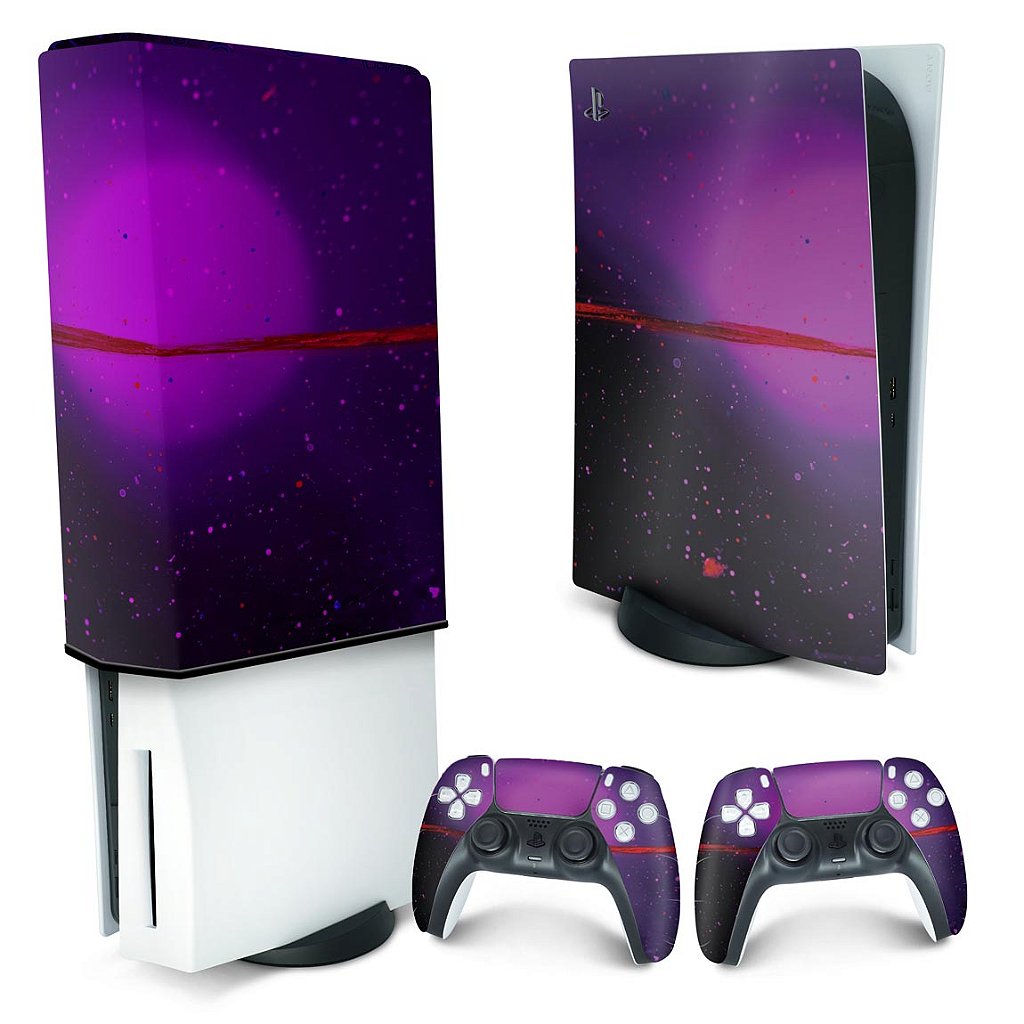 KIT Capa Anti Poeira e Skin Anti-Rage PS5 Fat Vertical - Abstrato #102 - Pop Arte Skins