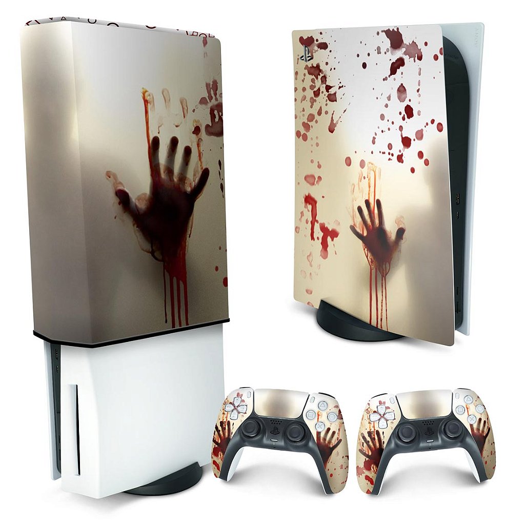 KIT Capa Anti Poeira e Skin Anti-Rage PS5 Fat Vertical - Fear The Walking Dead - Pop Arte Skins
