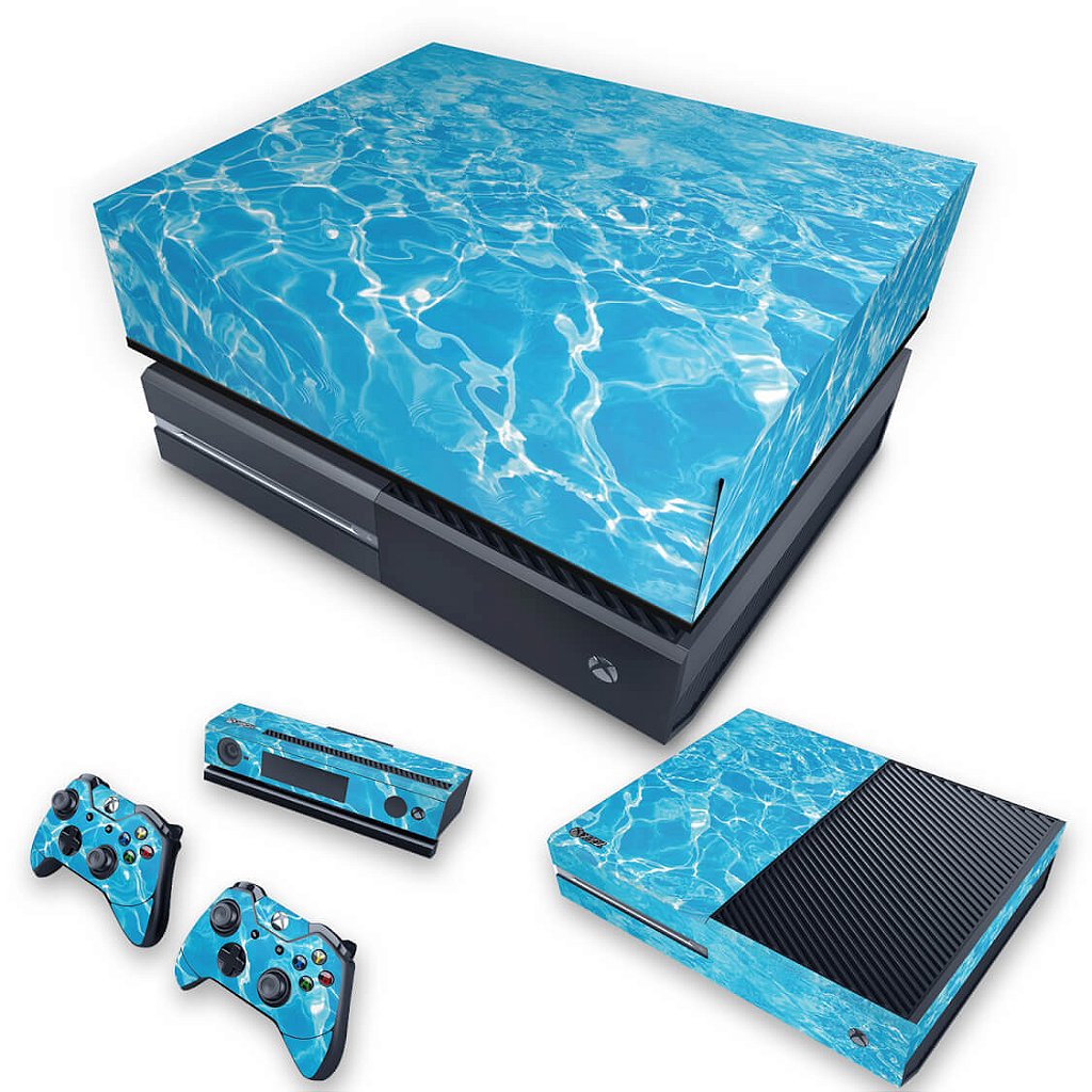 KIT Capa Anti Poeira e Skin Anti-Rage Xbox One Fat - Aquático Água