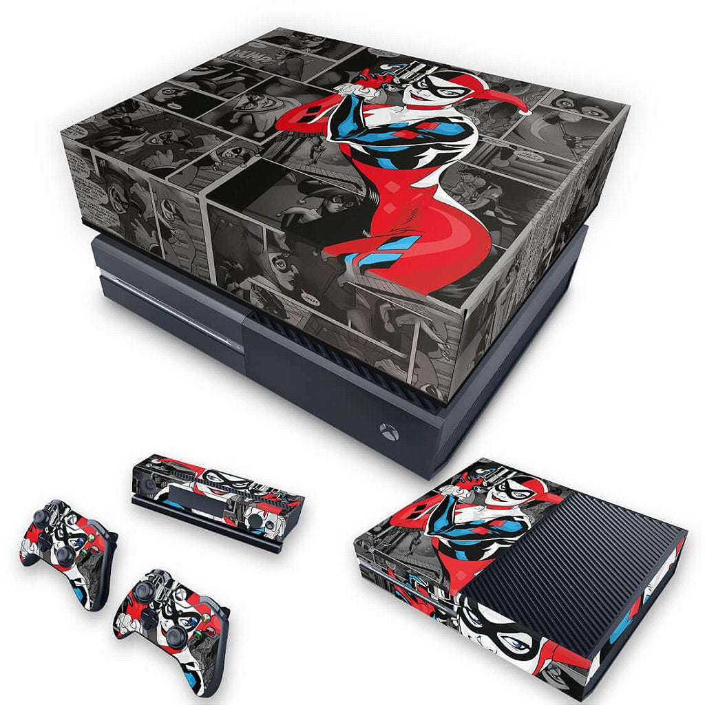 KIT Capa Anti Poeira e Skin Anti-Rage Xbox One Fat - Arlequina Harley Quinn #A