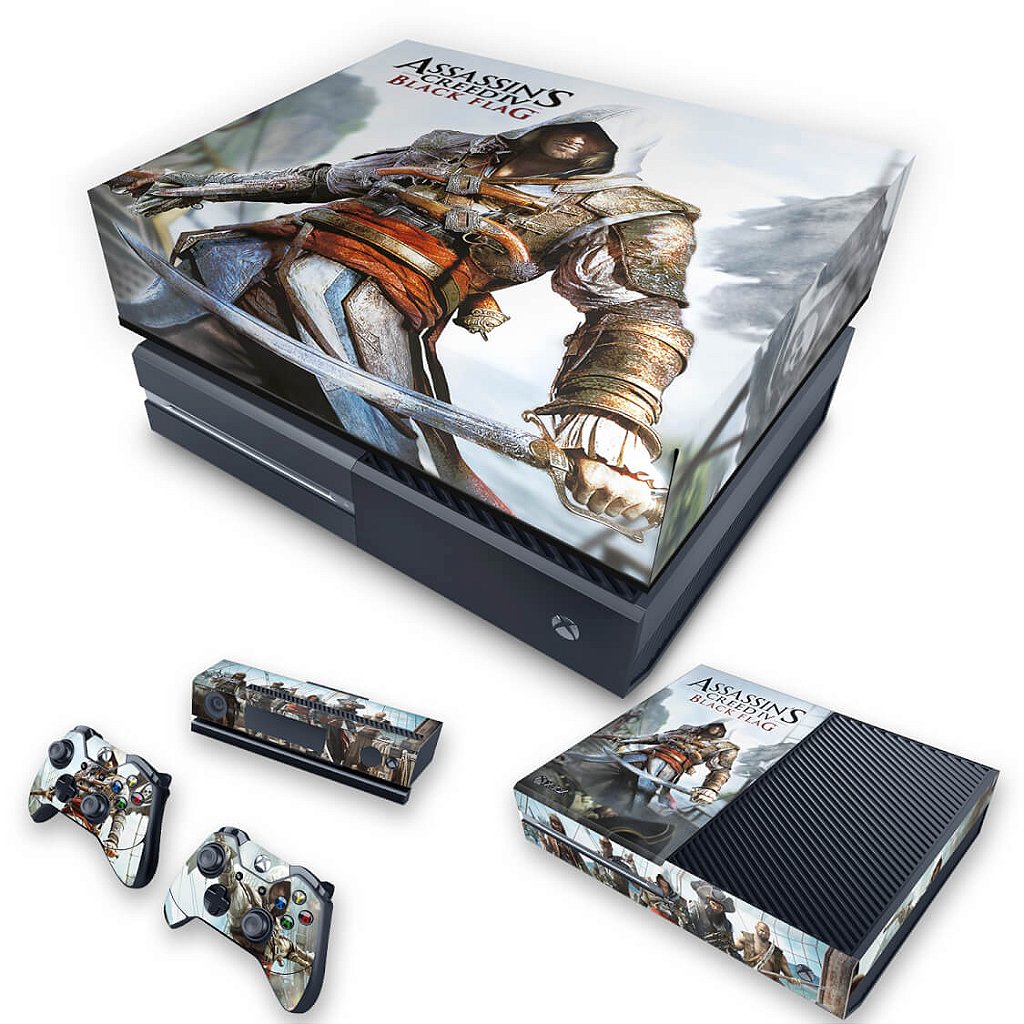 KIT Capa Anti Poeira e Skin Anti-Rage Xbox One Fat - Assassin's Creed Black Flag