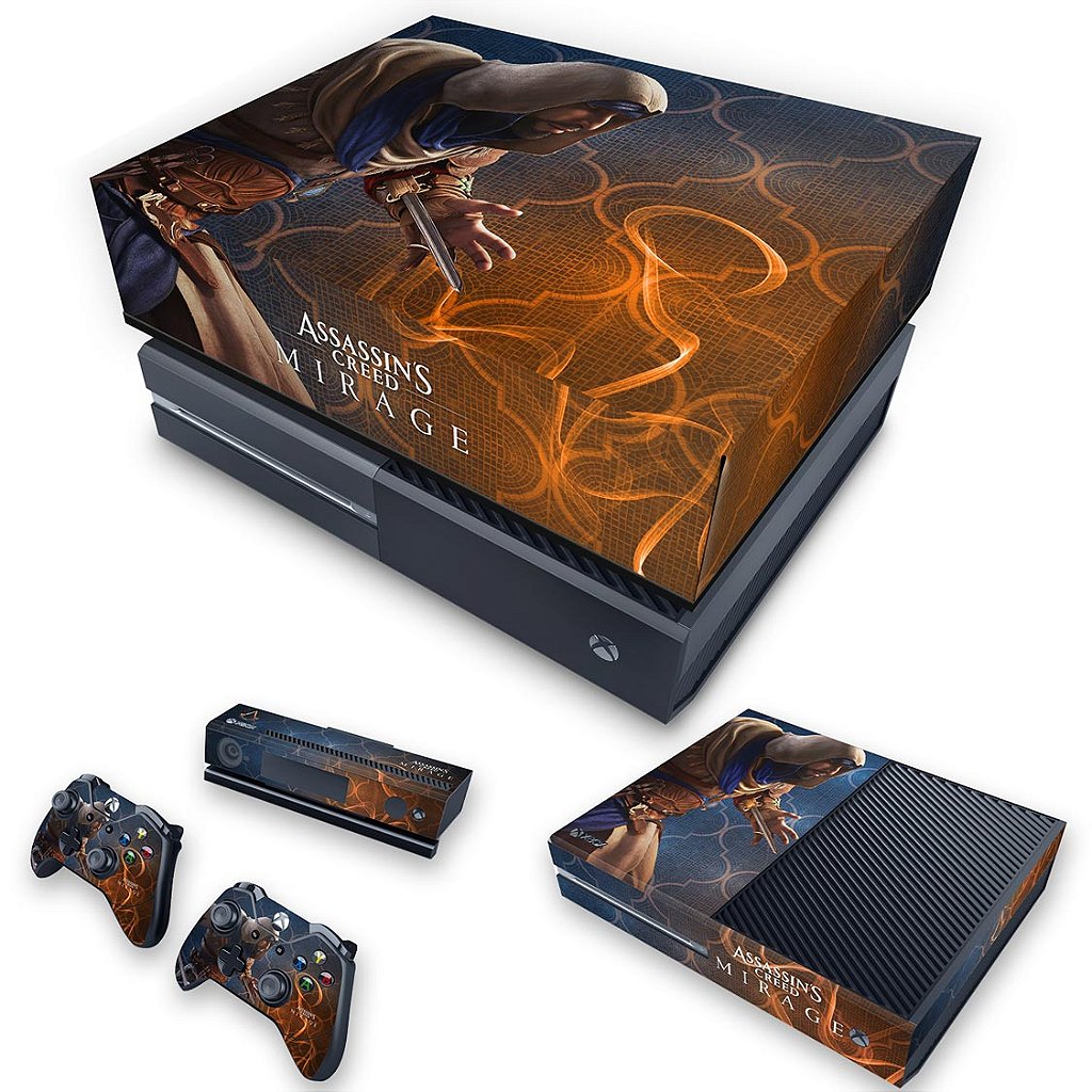 KIT Capa Anti Poeira e Skin Anti-Rage Xbox One Fat - Assassin's Creed Mirage
