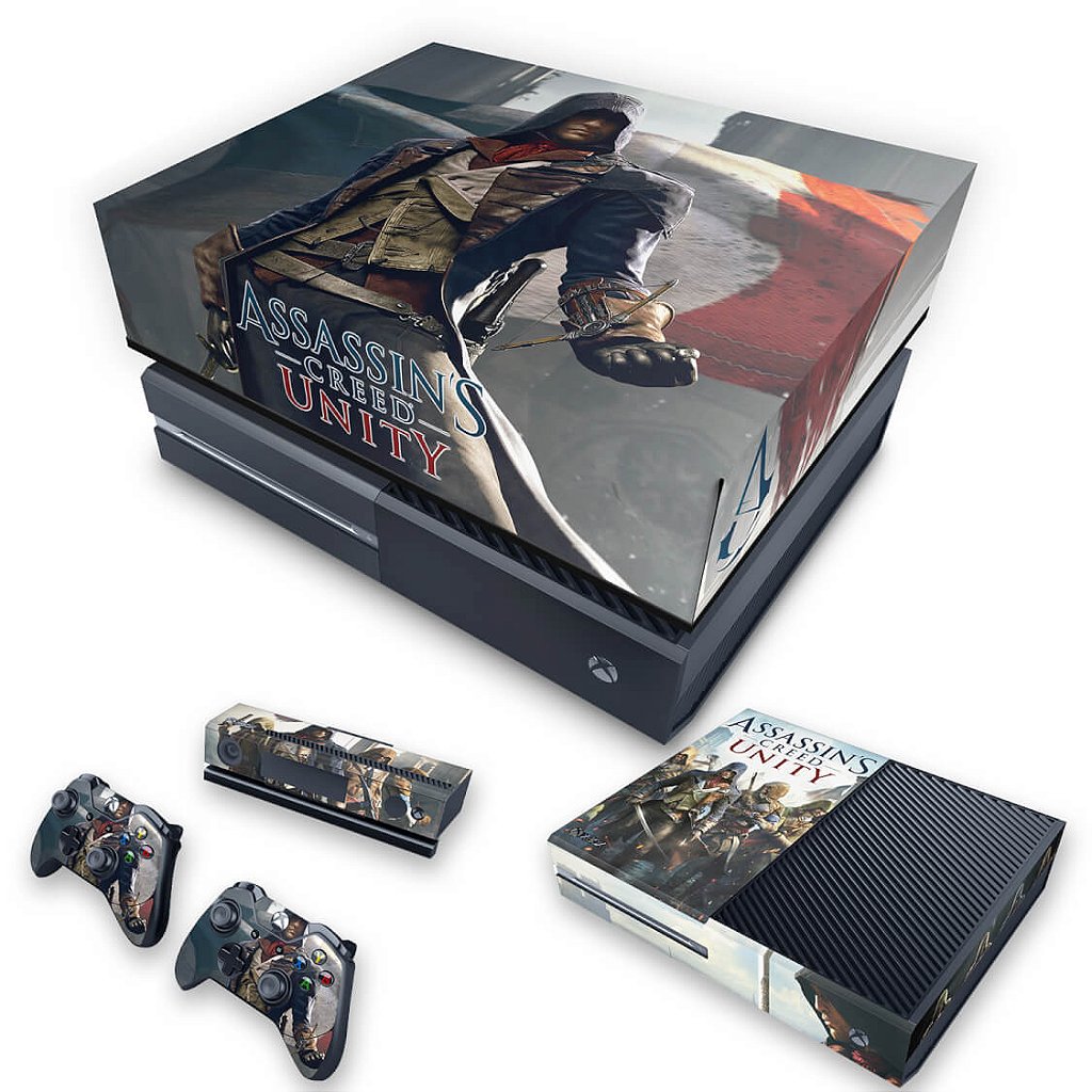 KIT Capa Anti Poeira e Skin Anti-Rage Xbox One Fat - Assassin's Creed Unity