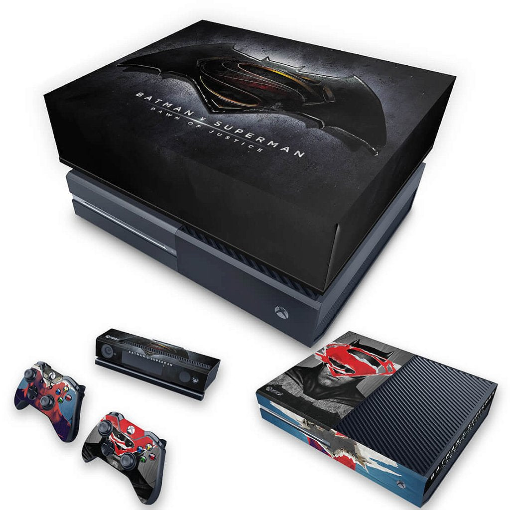 KIT Capa Anti Poeira e Skin Anti-Rage Xbox One Fat - Batman Vs Superman