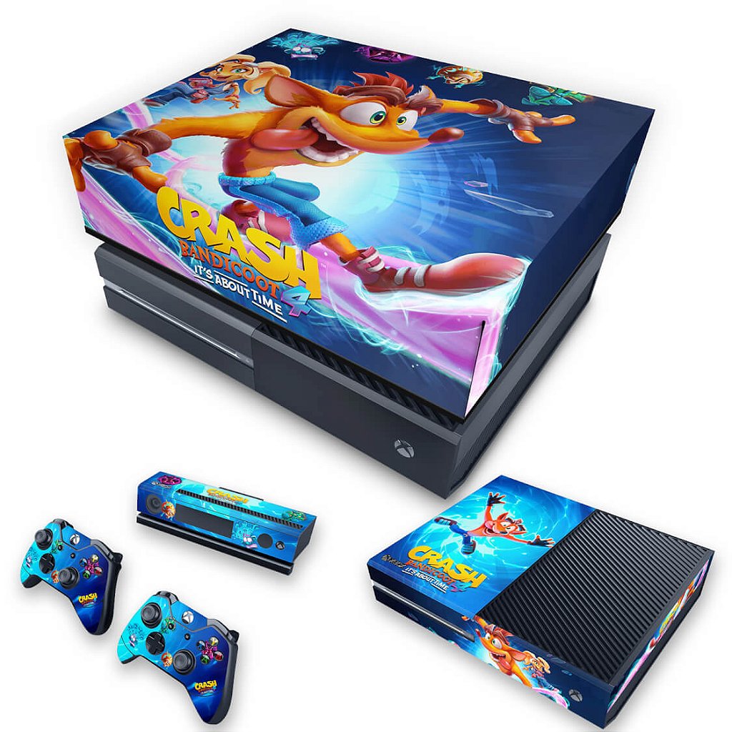 KIT Capa Anti Poeira e Skin Anti-Rage Xbox One Fat - Crash Bandicoot 4