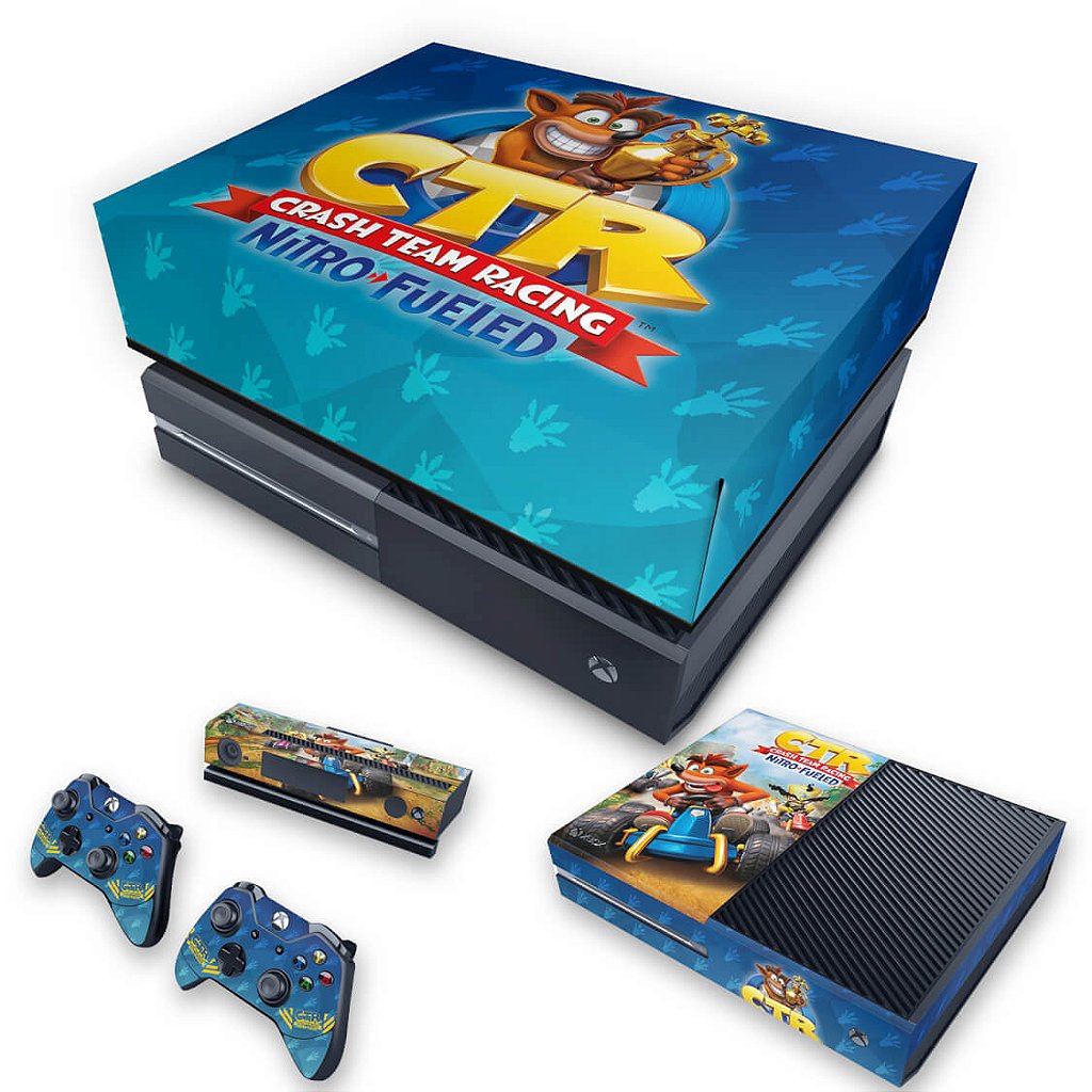 KIT Capa Anti Poeira e Skin Anti-Rage Xbox One Fat - Crash Team Racing CTR