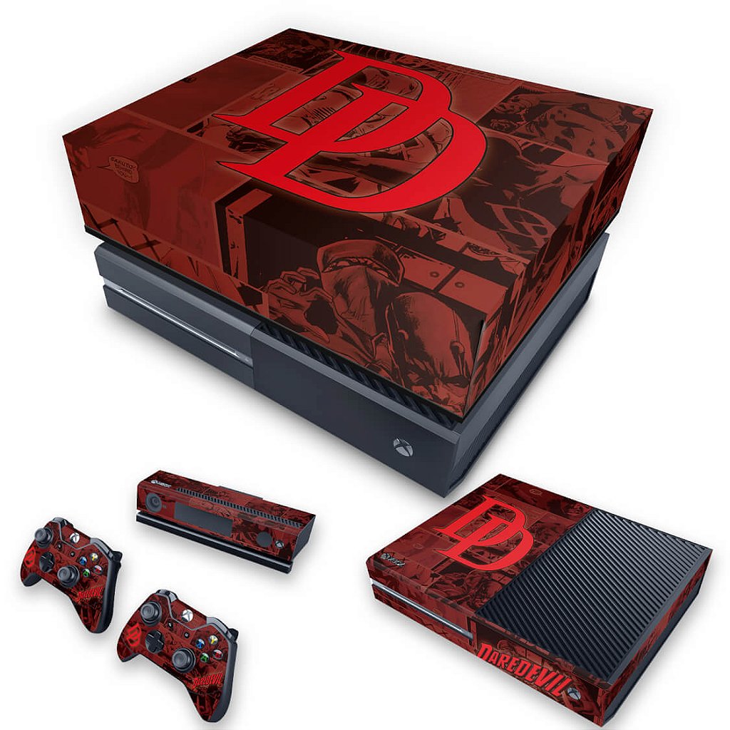KIT Capa Anti Poeira e Skin Anti-Rage Xbox One Fat - Daredevil Demolidor Comics