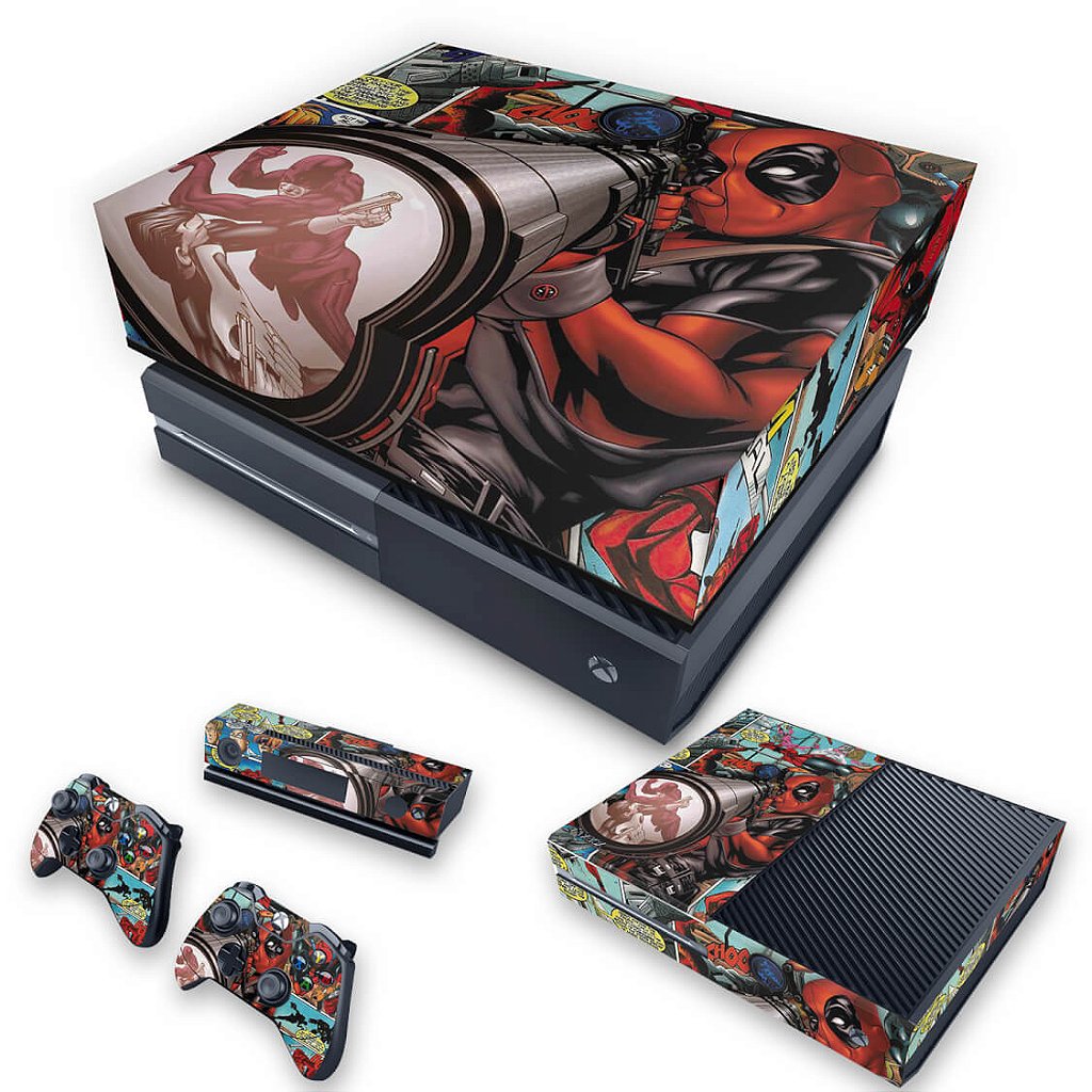 KIT Capa Anti Poeira e Skin Anti-Rage Xbox One Fat - Deadpool