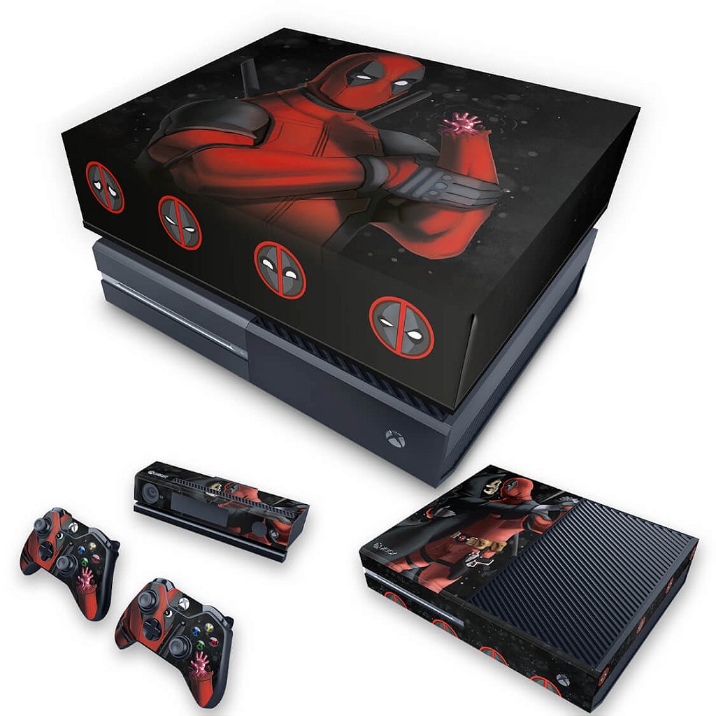KIT Capa Anti Poeira e Skin Anti-Rage Xbox One Fat - Deadpool 2