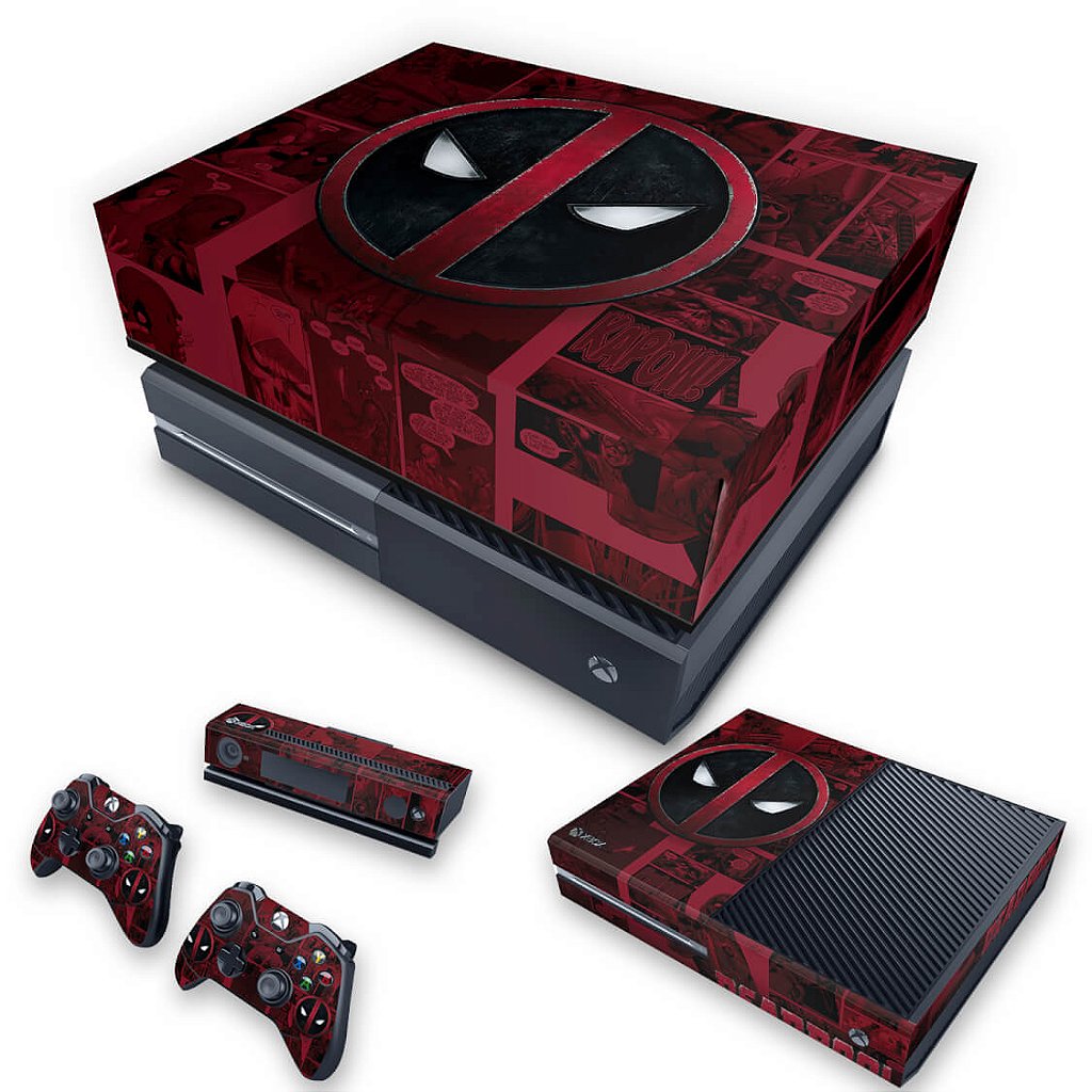 KIT Capa Anti Poeira e Skin Anti-Rage Xbox One Fat - Deadpool Comics