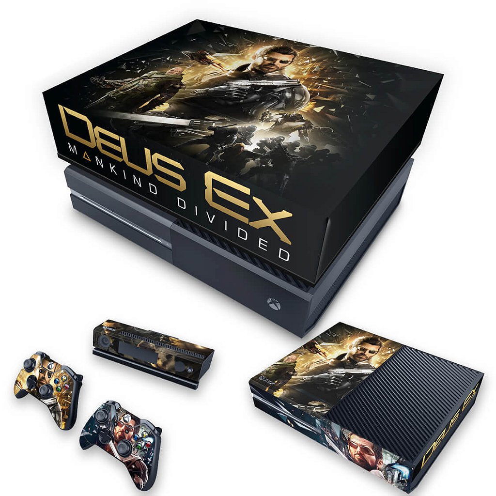 KIT Capa Anti Poeira e Skin Anti-Rage Xbox One Fat - Deus Ex: Mankind Divided