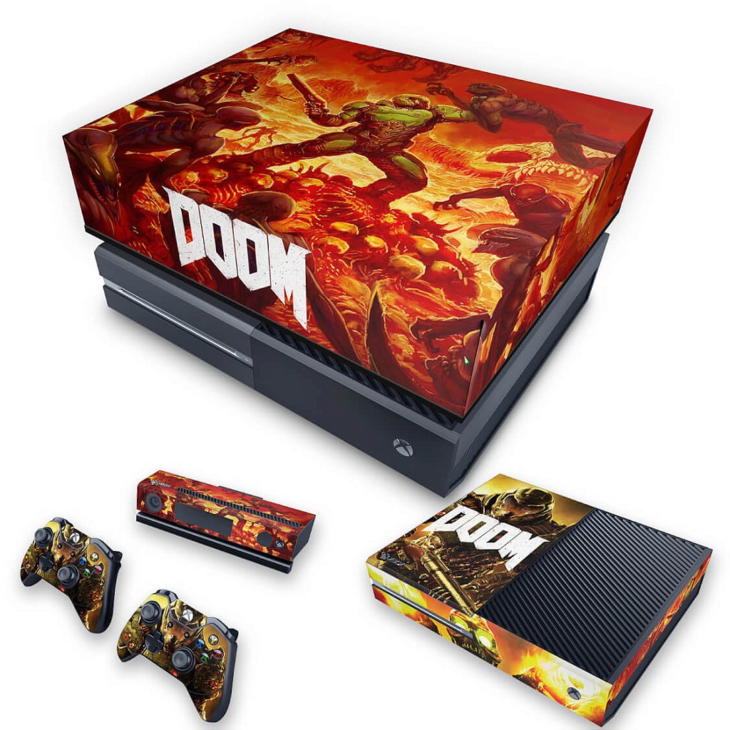KIT Capa Anti Poeira e Skin Anti-Rage Xbox One Fat - Doom