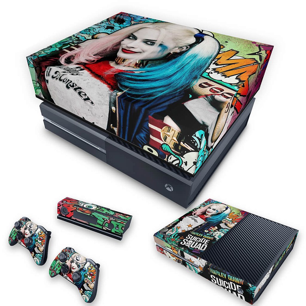 KIT Capa Anti Poeira e Skin Anti-Rage Xbox One Fat - Esquadrão Suicida #A