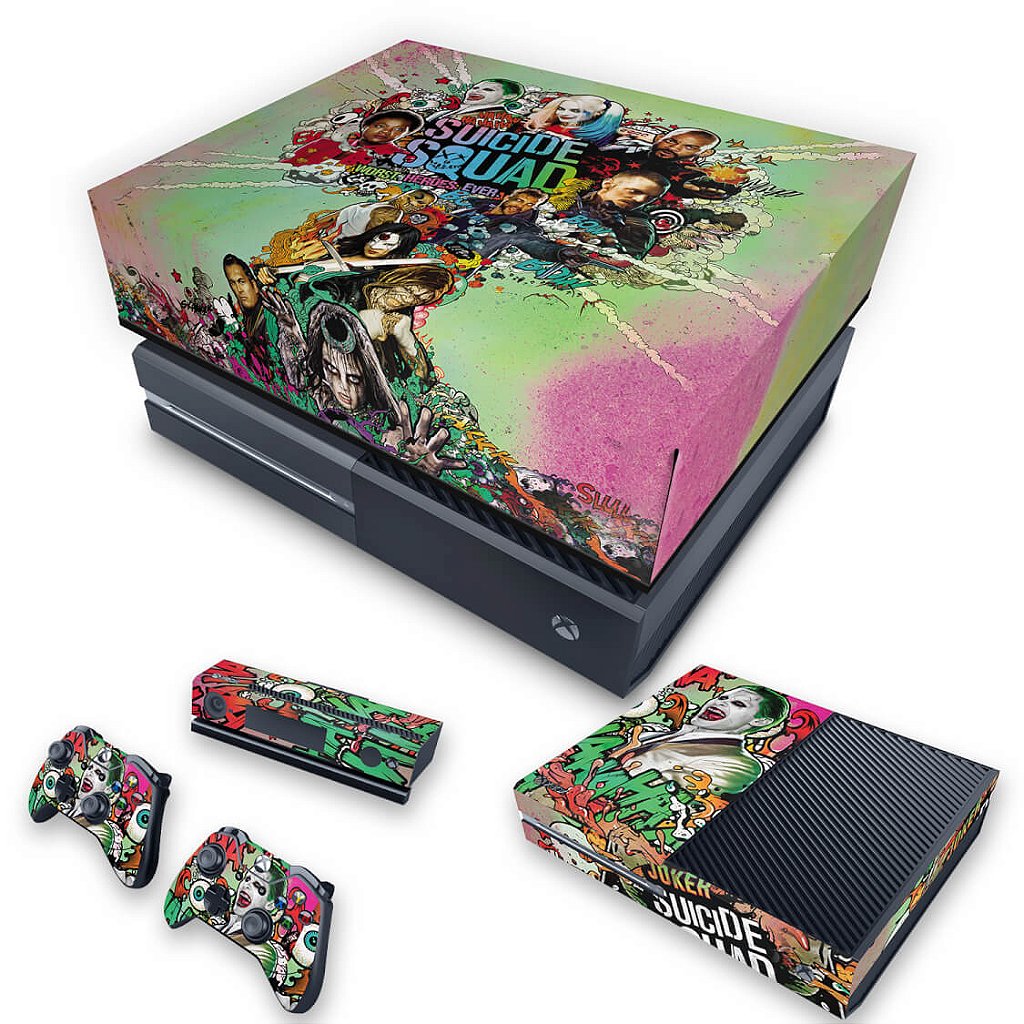 KIT Capa Anti Poeira e Skin Anti-Rage Xbox One Fat - Esquadrão Suicida #B