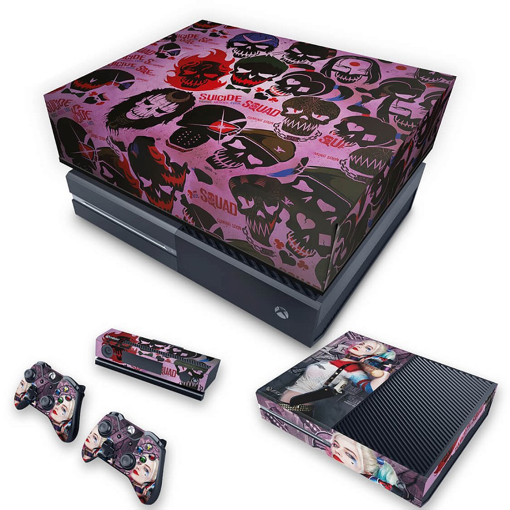 KIT Capa Anti Poeira e Skin Anti-Rage Xbox One Fat - Esquadrão Suicida #C