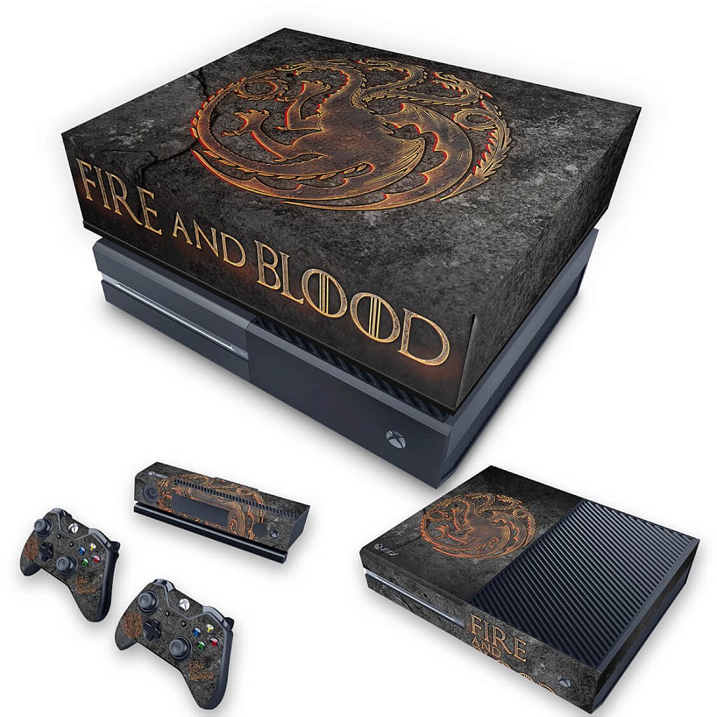 KIT Capa Anti Poeira e Skin Anti-Rage Xbox One Fat - Game of Thrones Targaryen