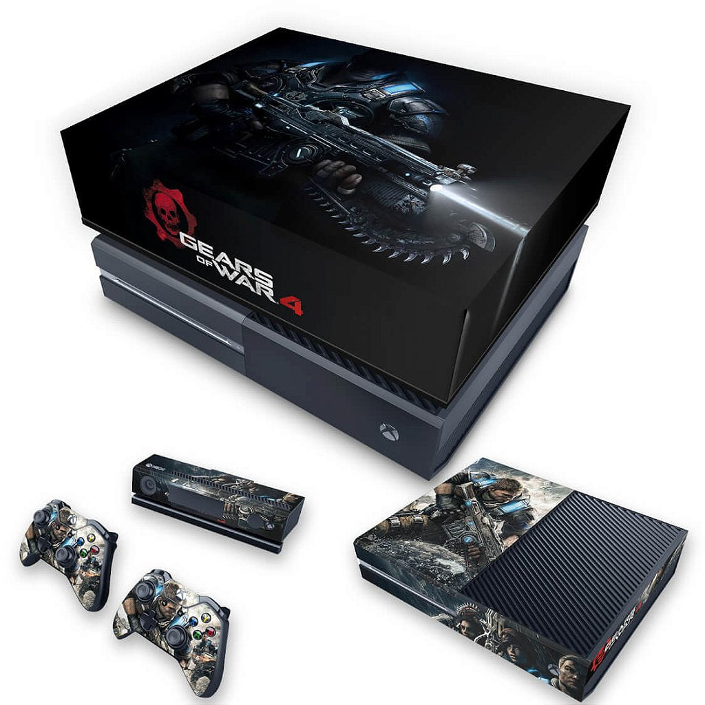 KIT Capa Anti Poeira e Skin Anti-Rage Xbox One Fat - Gears of War 4
