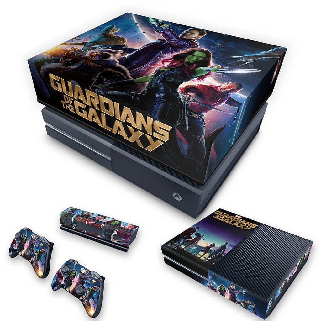 KIT Capa Anti Poeira e Skin Anti-Rage Xbox One Fat - Guardiões da Galaxia