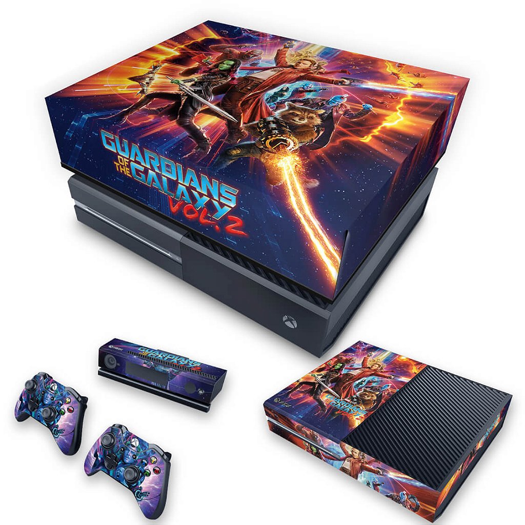 KIT Capa Anti Poeira e Skin Anti-Rage Xbox One Fat - Guardiões da Galáxia Vol 2