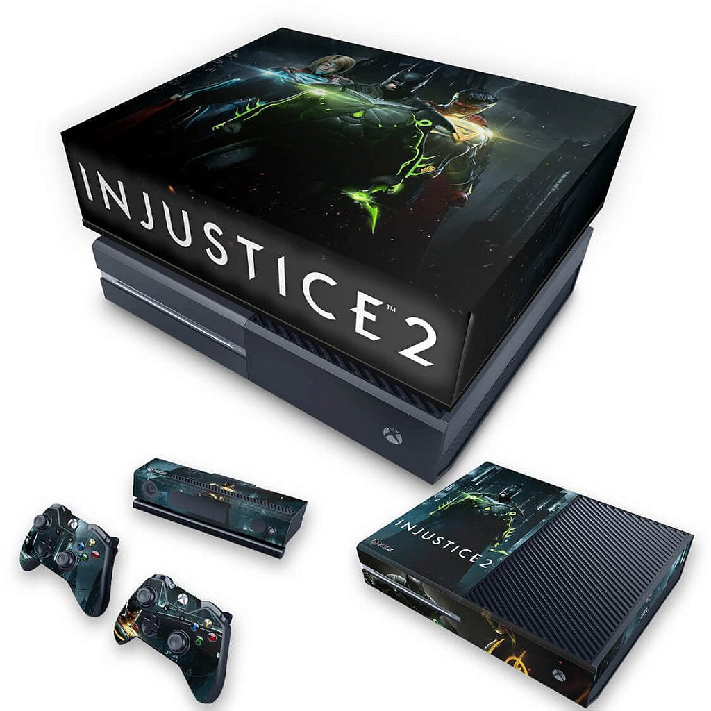KIT Capa Anti Poeira e Skin Anti-Rage Xbox One Fat - Injustice 2