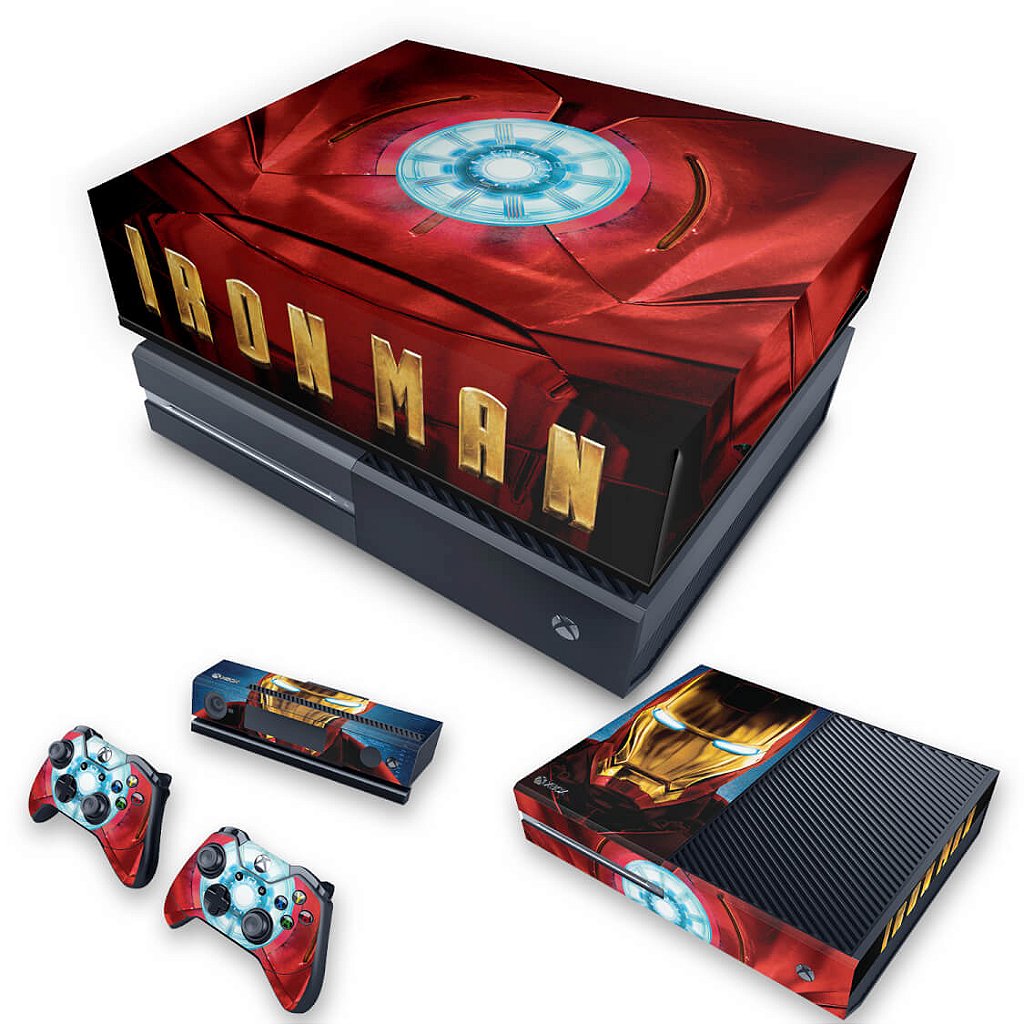 KIT Capa Anti Poeira e Skin Anti-Rage Xbox One Fat - Iron Man - Homem de Ferro