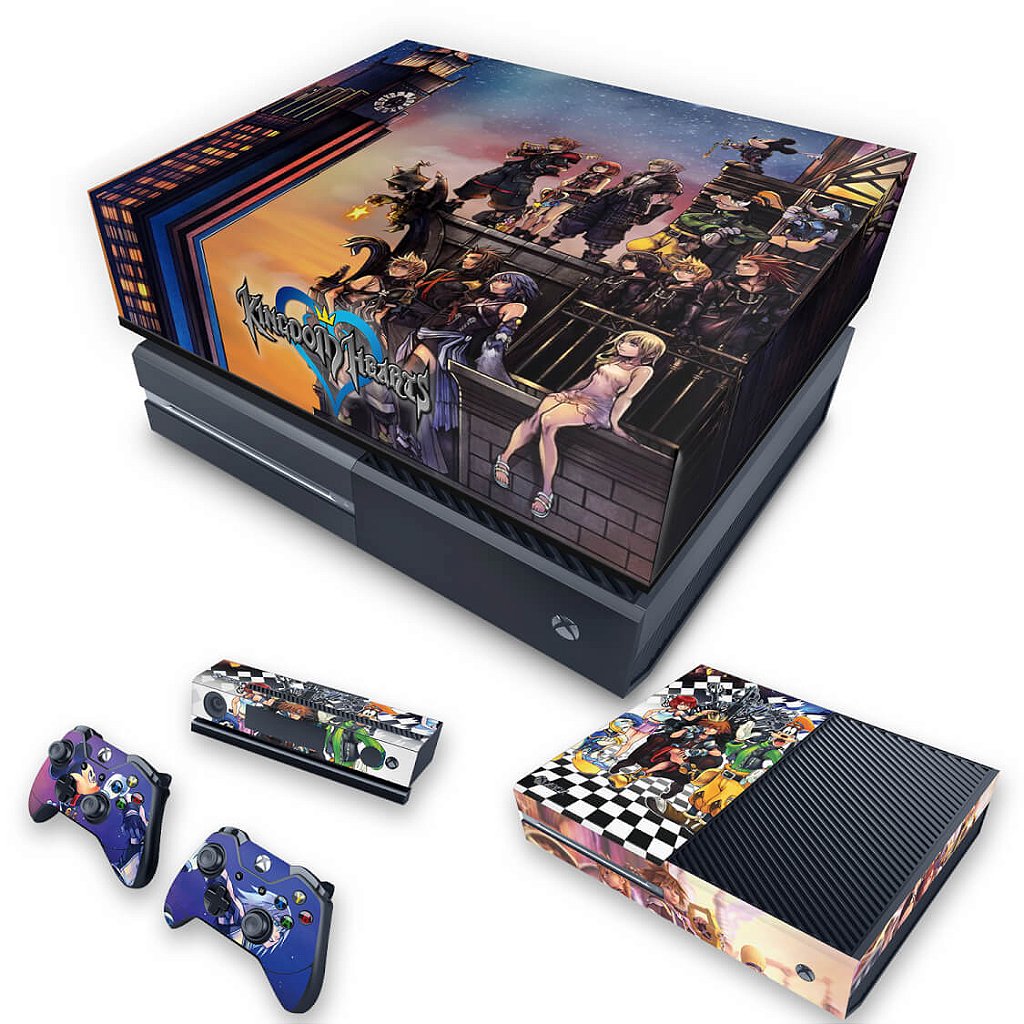 KIT Capa Anti Poeira e Skin Anti-Rage Xbox One Fat - Kingdom Hearts