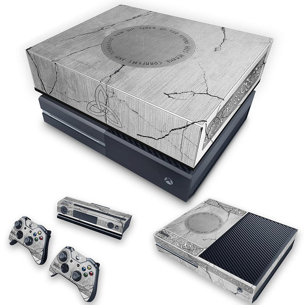 KIT Capa Anti Poeira e Skin Anti-Rage Xbox One Fat - Mjolnir Thor Amor e Trovão