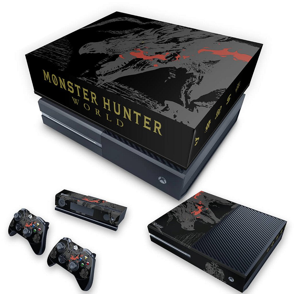 KIT Capa Anti Poeira e Skin Anti-Rage Xbox One Fat - Monster Hunter Edition