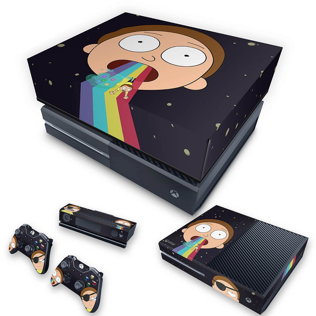 KIT Capa Anti Poeira e Skin Anti-Rage Xbox One Fat - Morty Rick and Morty