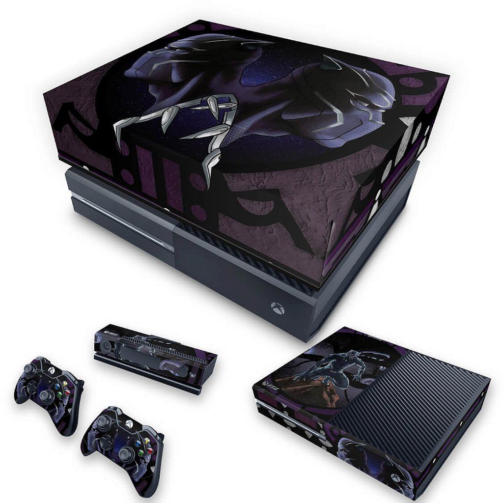 KIT Capa Anti Poeira e Skin Anti-Rage Xbox One Fat - Pantera Negra