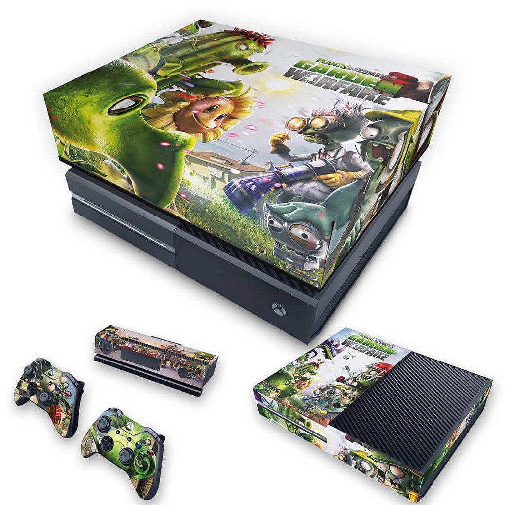 KIT Capa Anti Poeira e Skin Anti-Rage Xbox One Fat - Plants Vs Zombies Garden Warfare