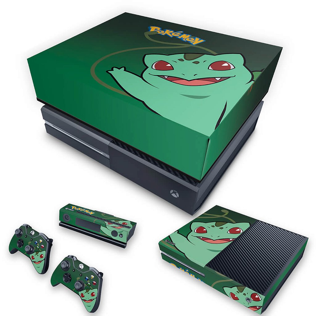 KIT Capa Anti Poeira e Skin Anti-Rage Xbox One Fat - Pokemon Bulbasaur