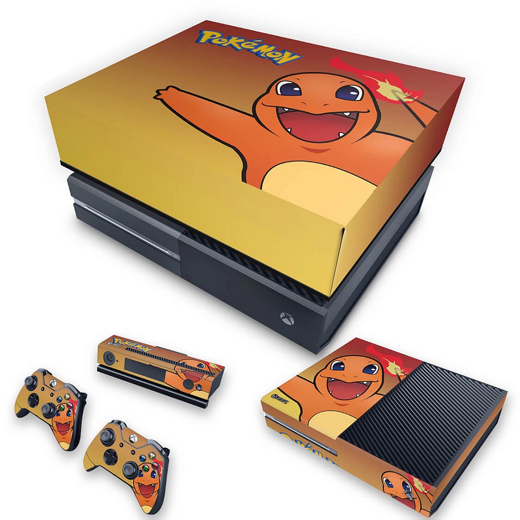 KIT Capa Anti Poeira e Skin Anti-Rage Xbox One Fat - Pokemon Charmander