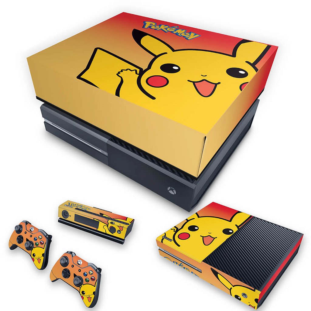 KIT Capa Anti Poeira e Skin Anti-Rage Xbox One Fat - Pokemon Pikachu