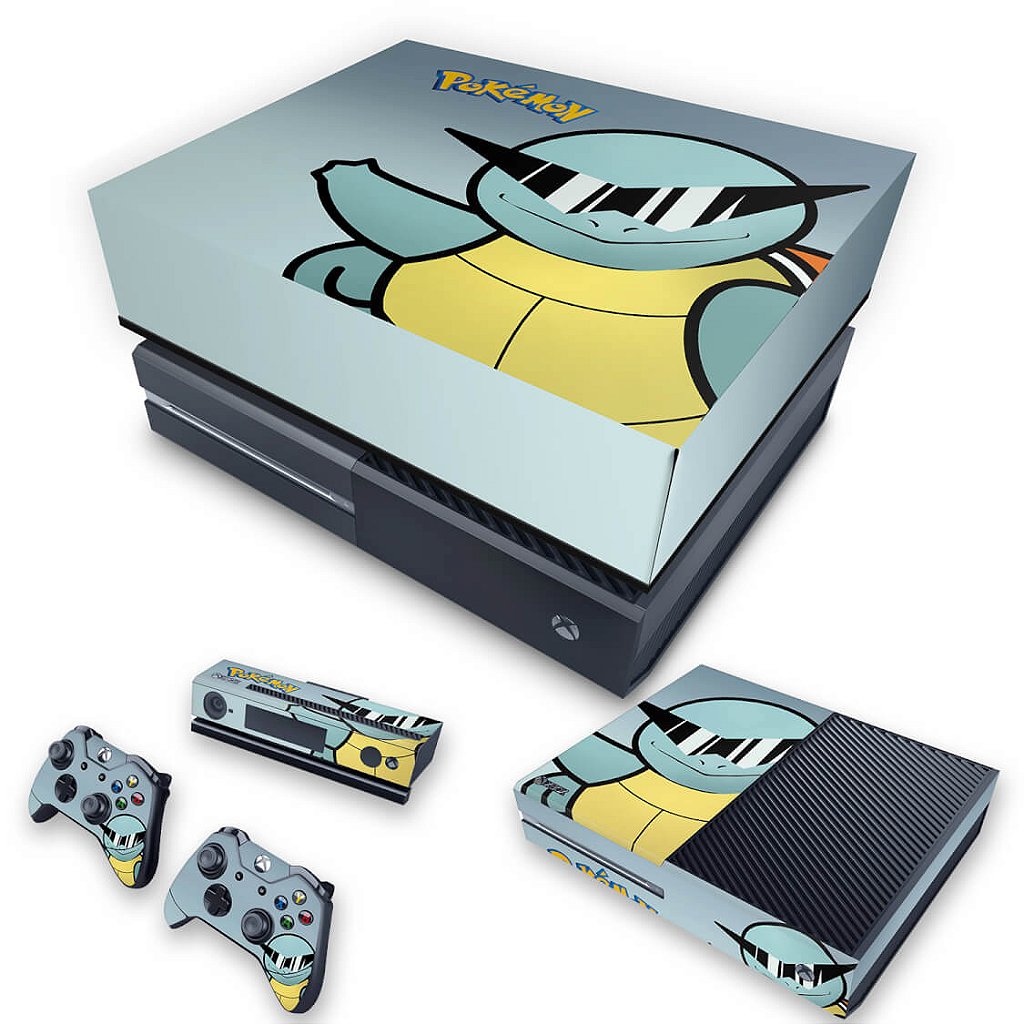 KIT Capa Anti Poeira e Skin Anti-Rage Xbox One Fat - Pokemon Squirtle