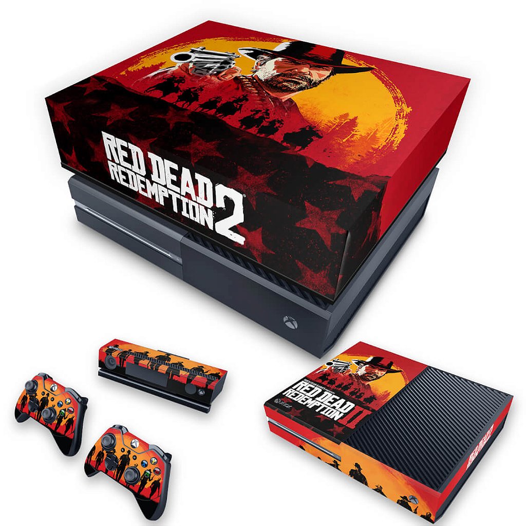 KIT Capa Anti Poeira e Skin Anti-Rage Xbox One Fat - Red Dead Redemption 2