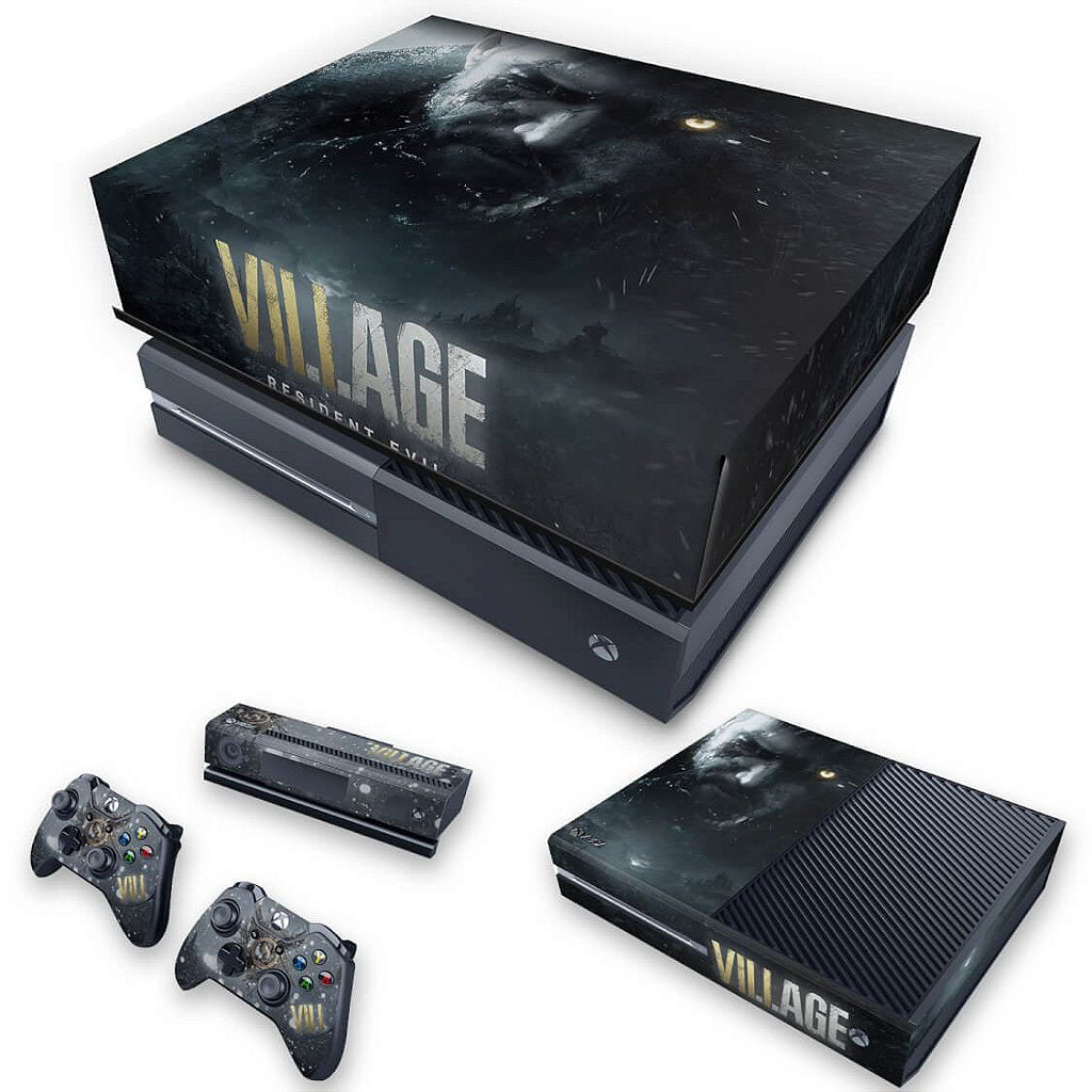 KIT Capa Anti Poeira e Skin Anti-Rage Xbox One Fat - Resident Evil Village