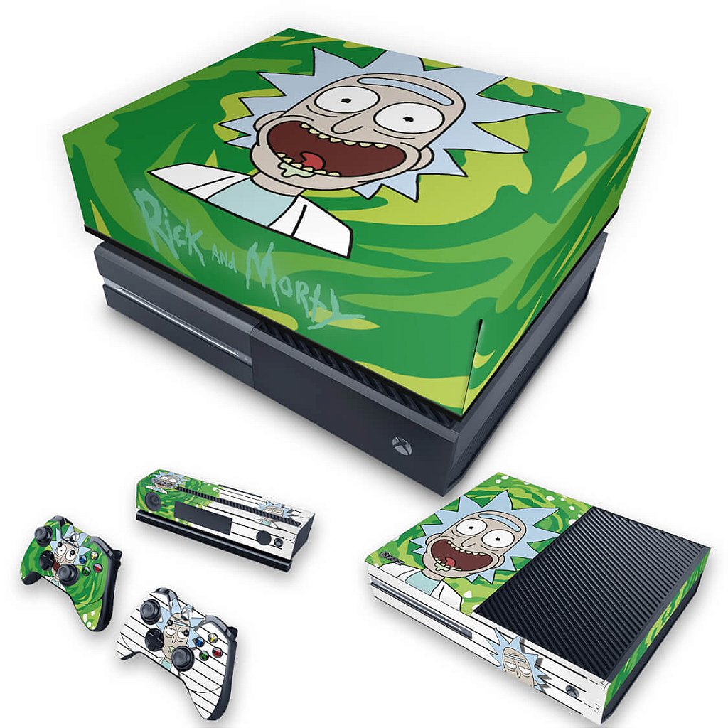 KIT Capa Anti Poeira e Skin Anti-Rage Xbox One Fat - Rick Rick and Morty