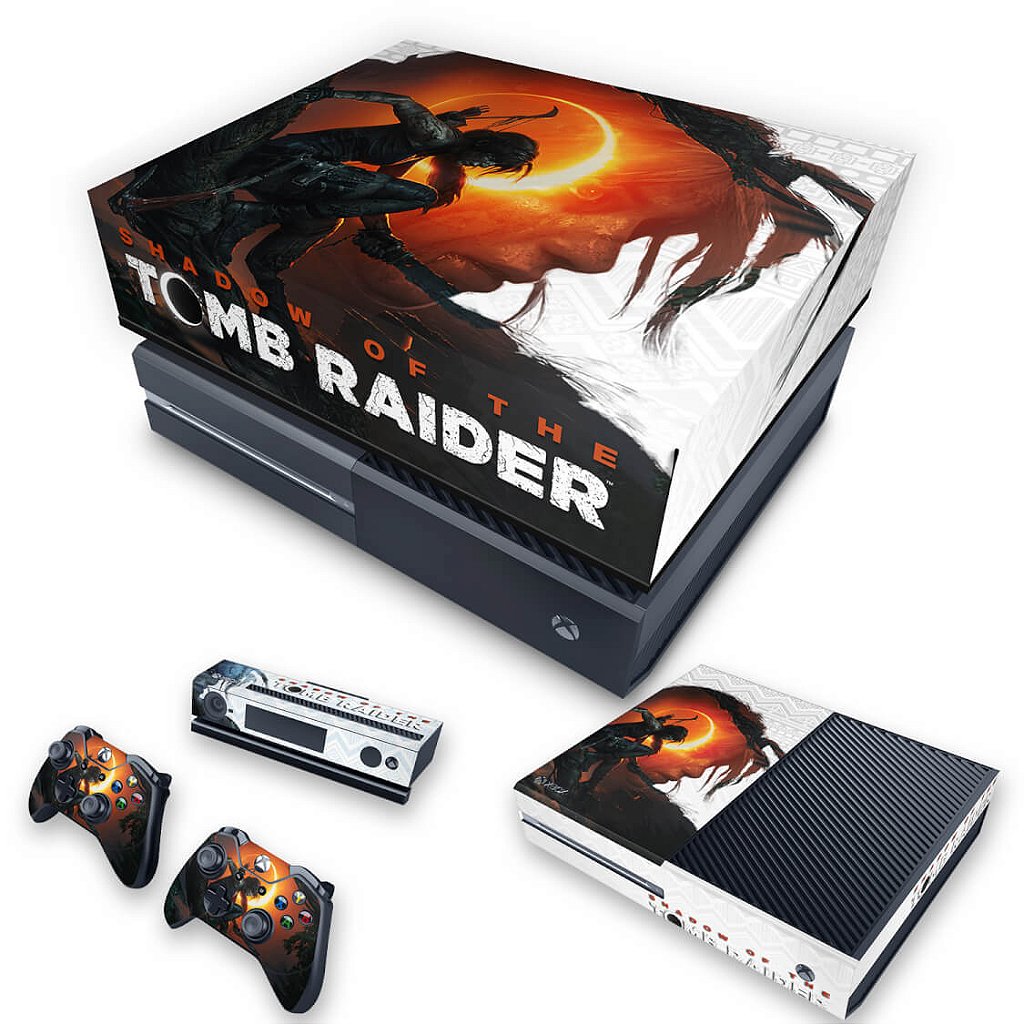 KIT Capa Anti Poeira e Skin Anti-Rage Xbox One Fat - Shadow Of The Tomb Raider